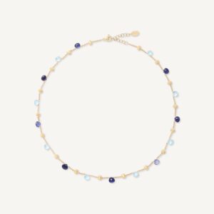 18K Yellow Gold Topaz and Iolite Necklace, 16"-17.5"