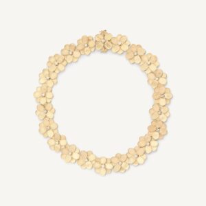 18K Yellow Gold Flower Necklace with Diamonds, 17.25"