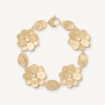 18K Yellow Gold Flower Bracelet with Diamonds, 7.25"