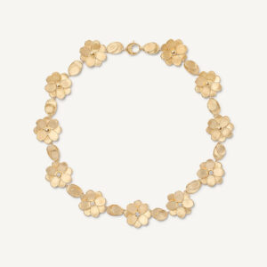 18K Yellow Gold Flower Necklace with Diamonds, 17.5"