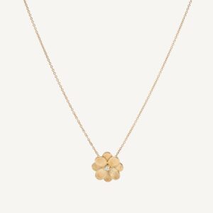 18K Yellow Gold Flower Pendant Necklace, 16.5"-18"