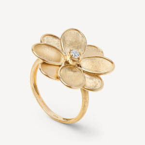 18K Yellow Gold Flower Ring with Diamonds