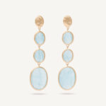 18K Yellow Gold Aquamarine Earrings, 1.9"