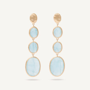 18K Yellow Gold Aquamarine Earrings, 1.9"