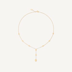 18K Yellow Gold Lariat with Diamonds, 16.5"-18"
