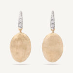 18K Yellow Gold Earrings with Diamonds, 1"