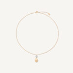 18K Yellow Gold Pendant Necklace with Diamonds, 16.5"-18"