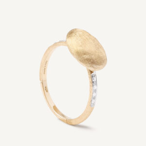 18K Yellow Gold Horizontal Ring with Diamonds