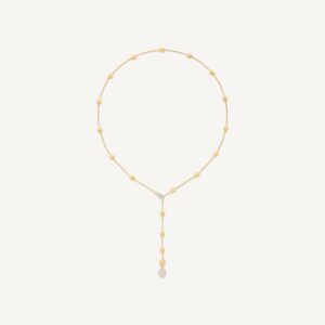 18K Yellow Gold Lariat with Diamonds, 18"