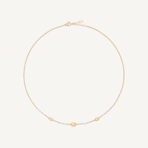 18K Yellow Gold Halfsie Necklace with Diamonds, 16.5"-18"