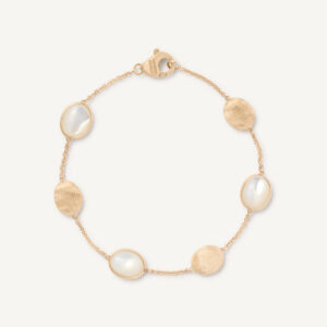 18K Yellow Gold Mother of Pearl Bracelet, 7.25"