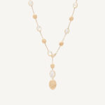 18K Yellow Gold Mother of Pearl Lariat with Diamond Clasp, 18.5"