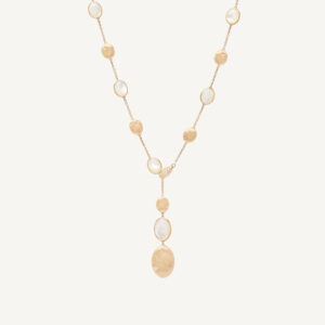 18K Yellow Gold Mother of Pearl Lariat with Diamond Clasp, 18.5"
