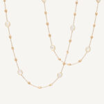 18K Yellow Gold Mother of Pearl Bean Necklace, 36"