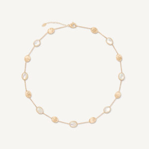18K Yellow Gold Mother of Pearl Necklace, 16.5"-18"