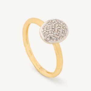 18K Yellow Gold Oval Ring with Diamonds