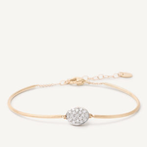 18K Yellow Gold Semi-Rigid Bangle with Diamonds
