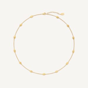 18K Yellow Gold Small Bean Necklace, 16.5"-18"
