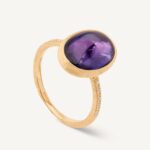 18K Yellow Gold Oval Amethyst Ring with Diamonds