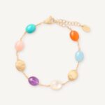 18K Yellow Gold Gemstone Bracelet, 6.75"-8.25"