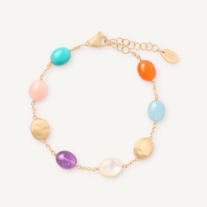18K Yellow Gold Gemstone Bracelet, 6.75"-8.25"