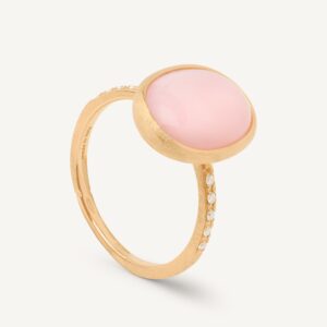 18K Yellow Gold Oval Opal Ring with Diamonds