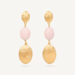 18K Yellow Gold Opal Earrings, 1.4"
