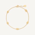 18K Yellow Gold Small Bean Bracelet, 6.5"-8'