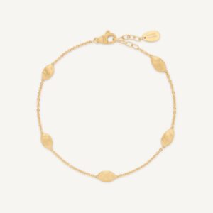 18K Yellow Gold Small Bean Bracelet, 6.5"-8'