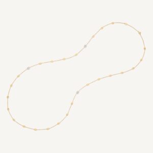 18K Yellow Gold Bean Necklace with Diamonds, 36"