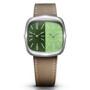 Dennison Shades Dial Green – Taupe Leather White Stitch