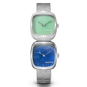 Dennison ALD Mini Lagoon Jadeite Diamonds & Lapis Lazuli In Steel