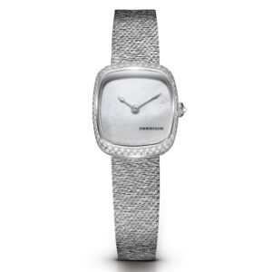 Dennison ALD Mini White Mother of Pearl Steel Diamond Bark Mesh