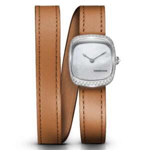Dennison ALD Mini White Mother of Pearl Steel Diamond Tan Double