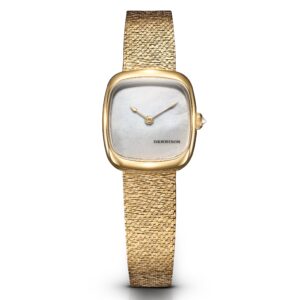 Dennison ALD Mini White Mother of Pearl Gold Bark Mesh