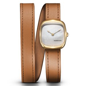 Dennison ALD Mini White Mother of Pearl Gold Tan Double