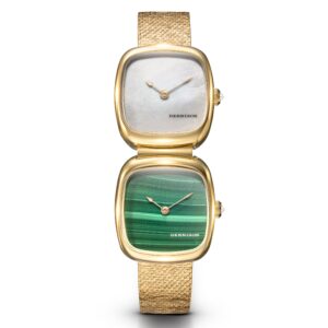 Dennison ALD Mini White MOP & Malachite In Gold