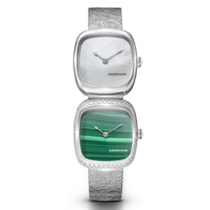 Dennison ALD Mini White MOP In Steel & Malachite Diamonds