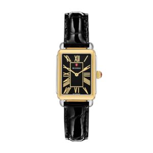Michele Deco Park Black Leather Watch