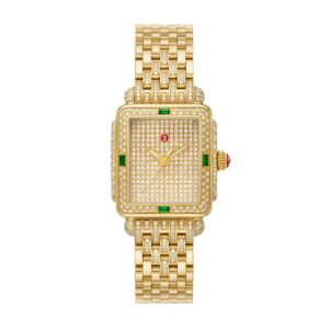 Michele Special Edition Deco Mid Charmante Diamond Pavé 18K Gold-Plated Watch