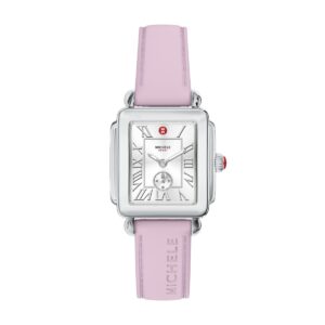 Michele Deco Sport Mid Stainless Steel Pink Silicone Watch