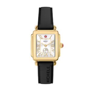 Michele Deco Sport Mid Gold-Tone Black Silicone Watch