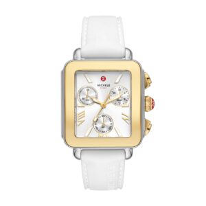 Michele Deco Sport Chronograph Gold-Plated White Silicone Watch