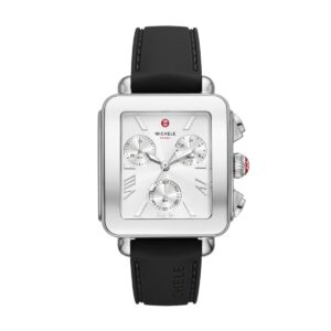 Michele Deco Sport Chronograph Stainless Steel Black Silicone Watch
