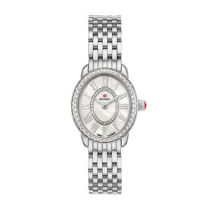 Michele Serein Oval Diamond Stainless Steel Watch