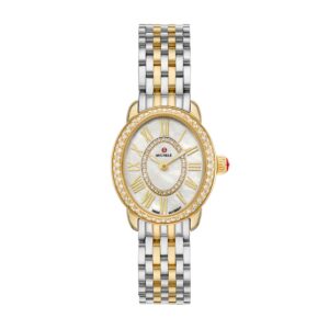 Michele Serein Oval Diamond Two-Tone 18K Gold-Plated Watch