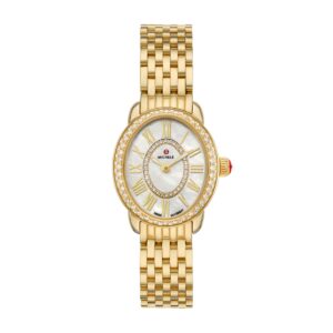 Michele Serein Oval Diamond 18K Gold-Plated Watch