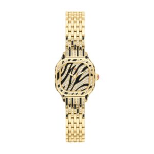 Michele Meggie Mini Diamond Zebra Print 18K Gold-Plated Watch