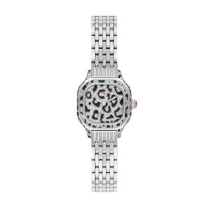 Michele Meggie Mini Diamond Leopard-Print Stainless Steel Watch