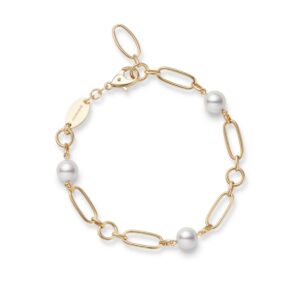M Code Akoya Cultured Pearl Bracelet in 18K Yellow Gold